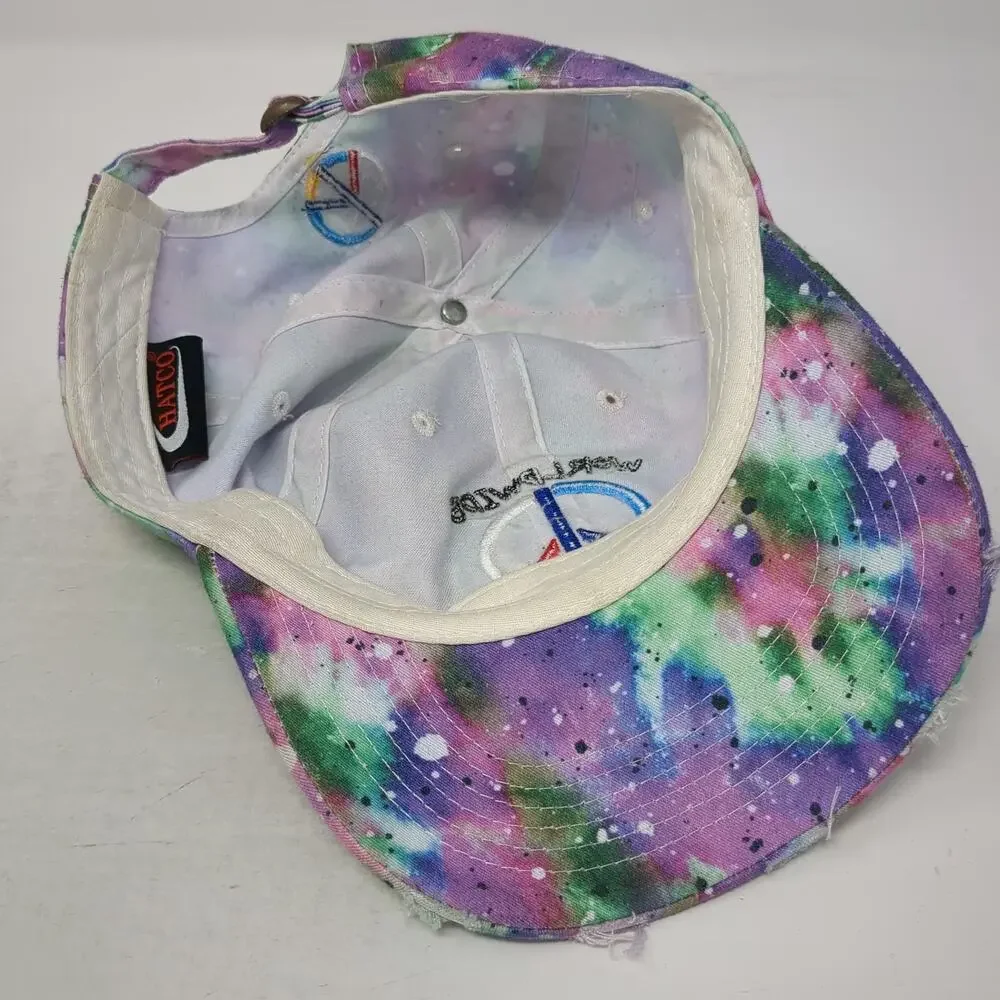 Hatco Baseball Cap Purple One Size Peace Sign Worldwide Tie Dye Slideback Hat